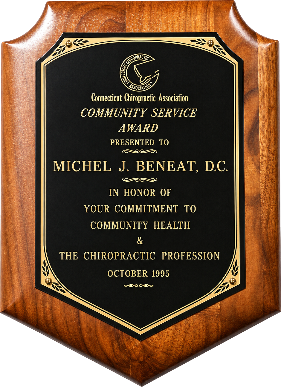 Connecticut Chiropractic Association Community Service Award presented to Michel J. Bénéat, D.C.